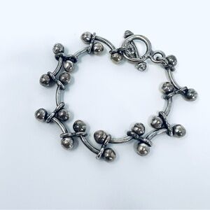 Retired Silpada Sterling Silver DNA Ball Bead Toggle Clasp Bracelet 7.5 inches